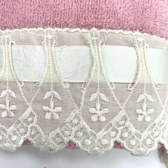 Floral Eyelet Lace Pink Avanti Hand Fingertip Towel Velour Vintage Romantic - Picture 2 of 6